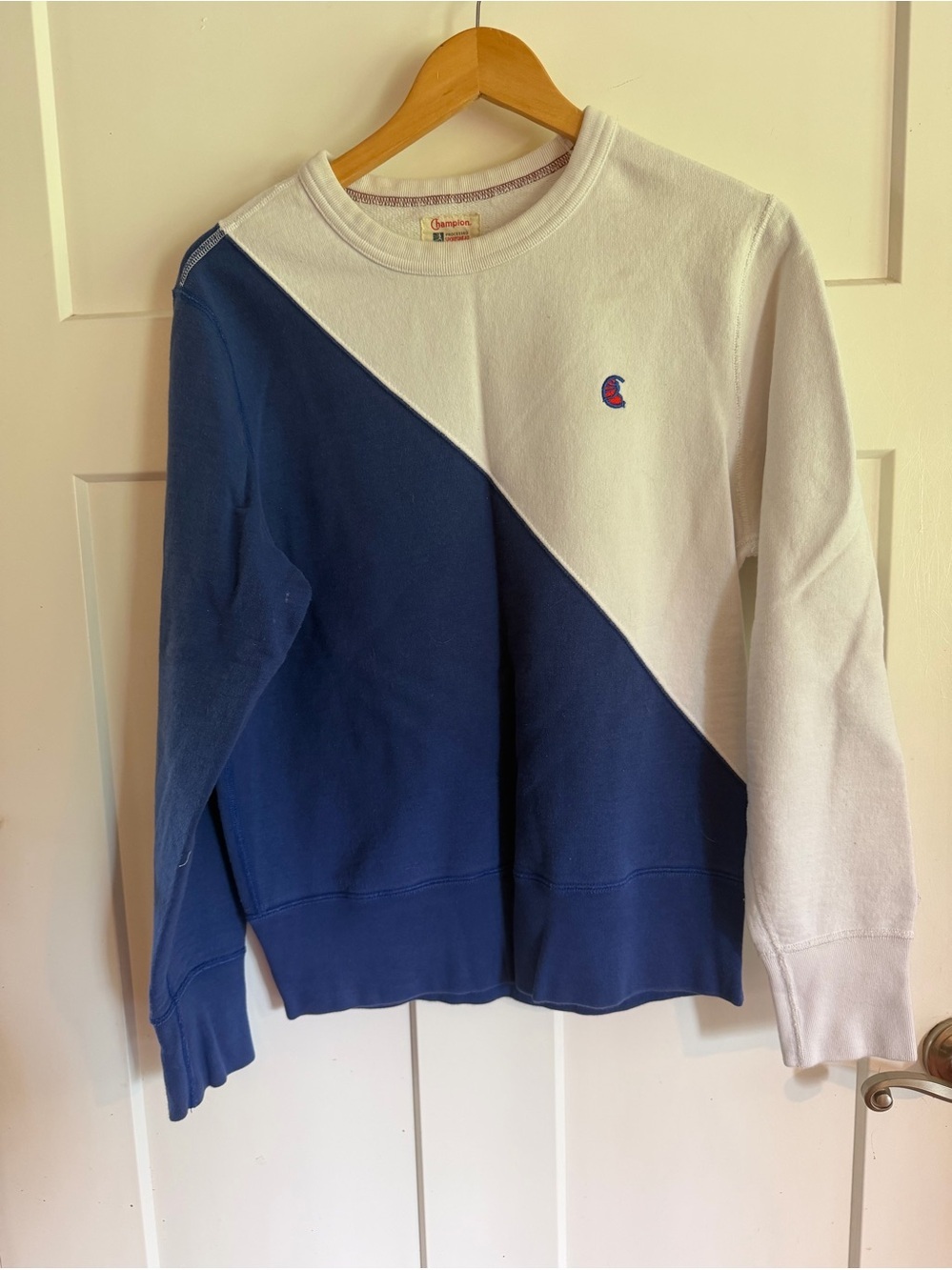 todd snyder champion block sweatshirt Size Small Blue And White Vintage